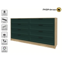 Kомод Тренд КТ-К197 (Дуб золотой ЛДСП/ Изумруд ЛМДФ) Ш1965 В1020 Г451